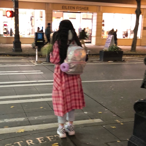 Suzy check side split jacket, pink plaid coat NWT - Picture 2 of 8